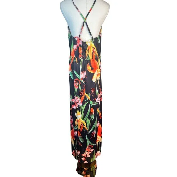 2/$50 NEW Bohemian XL Floral V-Neck Maxi Dress With Cross Back Straps - Picture 14 of 16